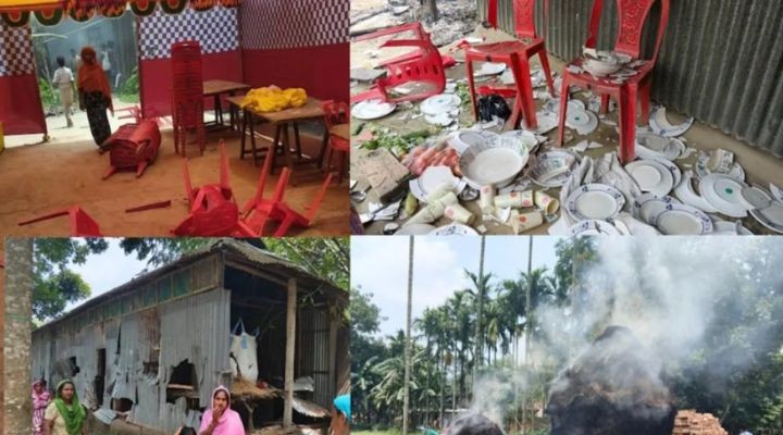 দুই গ্রামের সংঘর্ষ-হামলায় তছনছ বিয়ে বাড়ি