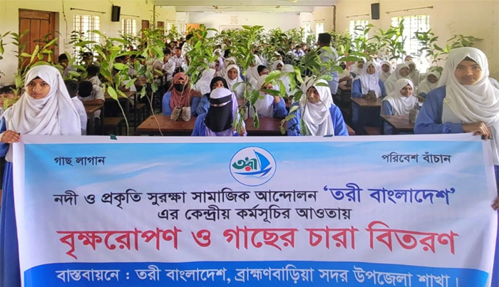 ব্রাহ্মণবাড়িয়ায় বৃক্ষরোপণ কর্মসূচি, শিক্ষার্থীদের মাঝে চারা বিতরণ